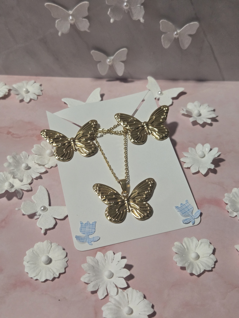 Stainless Steel Pendant Necklace and Earrings Set
